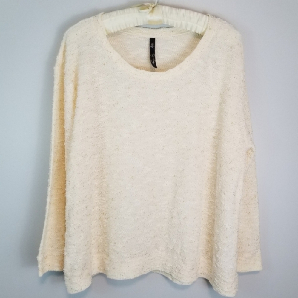 Jessica Simpson Plus 3X Cream with Gold Long Sleeve Nubby Johanna Sweater